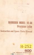 Harrison-Harrison Model 10-AA, Precision Lathe, Instructions & Spare Parts Maual 1972-10-AA-01